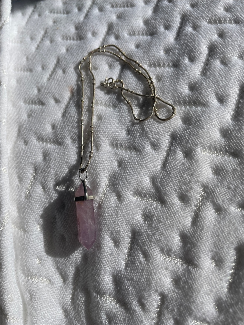 Delicate Pink Crystal Point Pendant Necklace - Unbranded